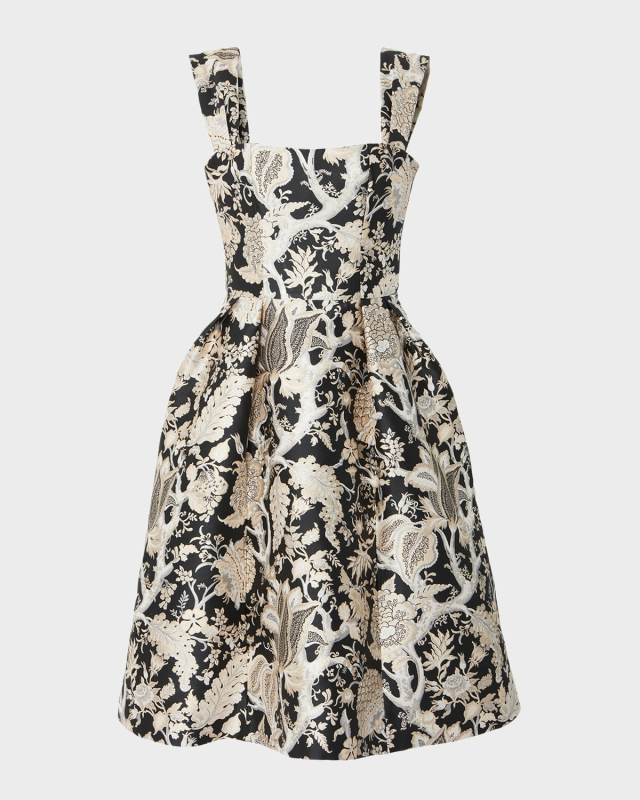 Thick Gathered Strap Midi Dress